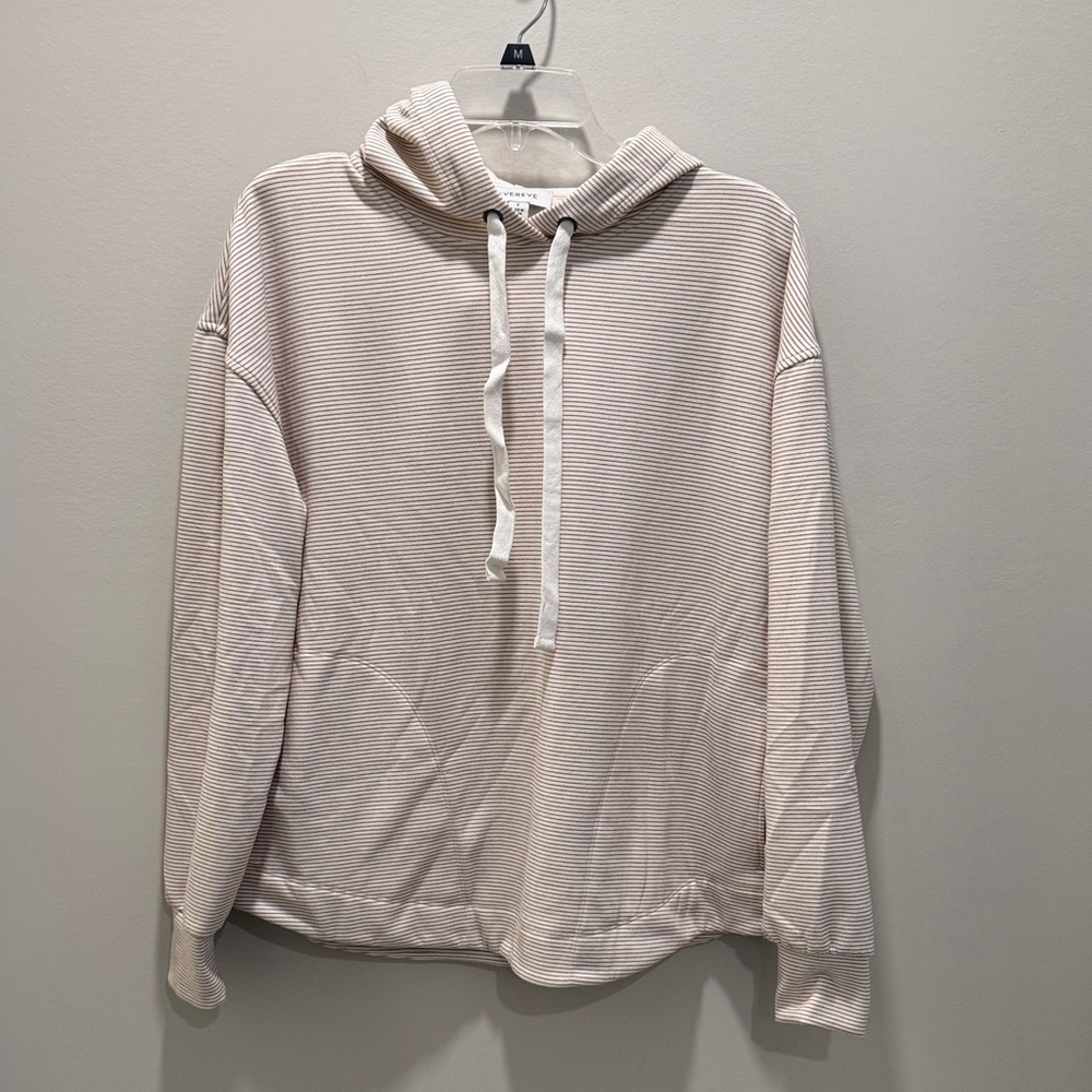 Evereve Cream and Brown Striped Hoodie